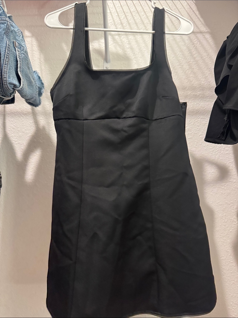 H&M Black Mini Dress with Square Neck